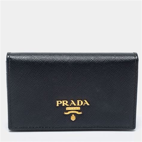 250.00 prada leather card holder women black|Black Leather Card Holder .